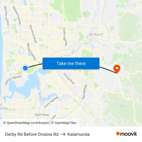 Derby Rd Before Onslow Rd to Kalamunda map