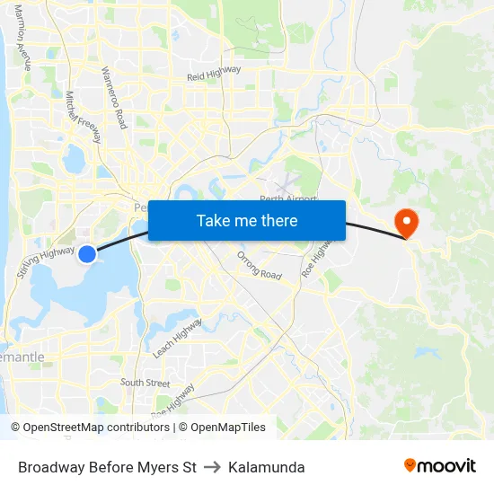 Broadway   Before Myers St to Kalamunda map