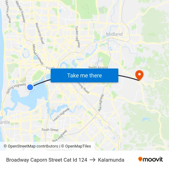 Broadway   Caporn Street Cat Id 124 to Kalamunda map