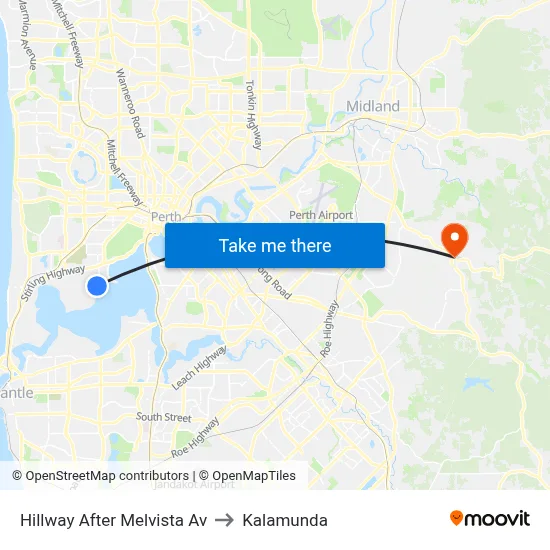 Hillway   After Melvista Av to Kalamunda map