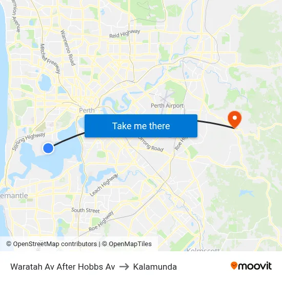Waratah Av After Hobbs Av to Kalamunda map