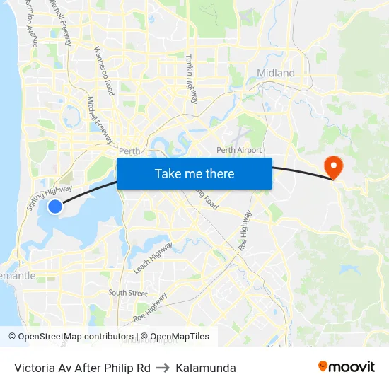 Victoria Av After Philip Rd to Kalamunda map