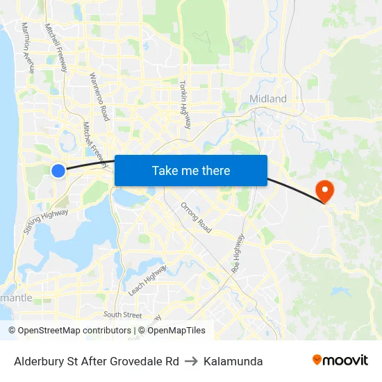Alderbury St After Grovedale Rd to Kalamunda map