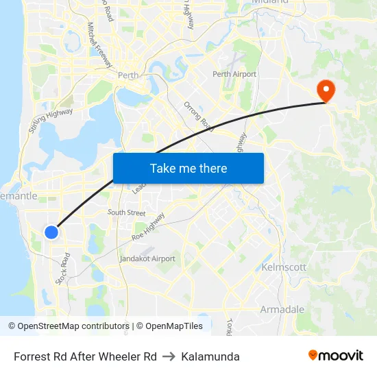 Forrest Rd After Wheeler Rd to Kalamunda map