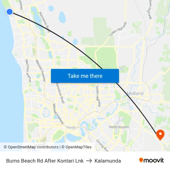 Burns Beach Rd After Kontari Lnk to Kalamunda map