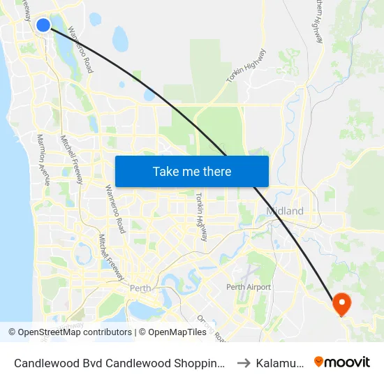 Candlewood Bvd Candlewood Shopping Centre to Kalamunda map