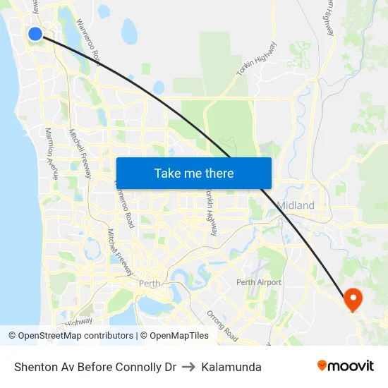 Shenton Av Before Connolly Dr to Kalamunda map