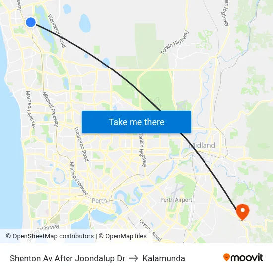 Shenton Av After Joondalup Dr to Kalamunda map