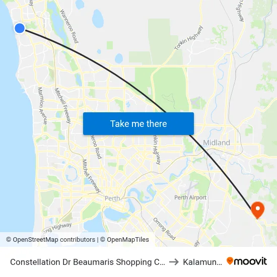 Constellation Dr Beaumaris Shopping Centre to Kalamunda map