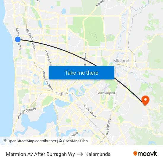 Marmion Av After Burragah Wy to Kalamunda map
