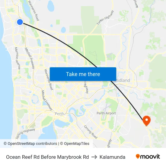 Ocean Reef Rd Before Marybrook Rd to Kalamunda map