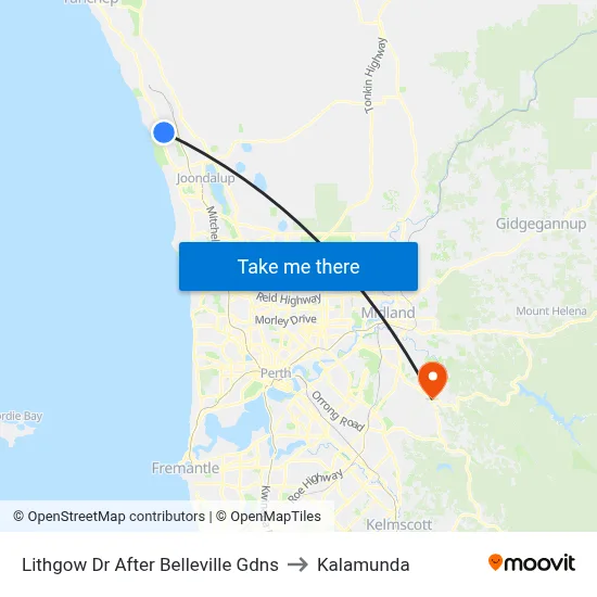 Lithgow Dr After Belleville Gdns to Kalamunda map