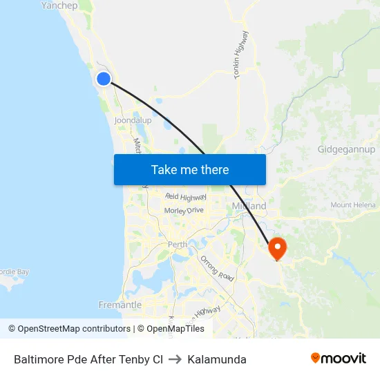 Baltimore Pde After Tenby Cl to Kalamunda map