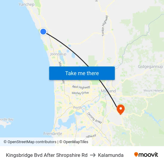 Kingsbridge Bvd After Shropshire Rd to Kalamunda map