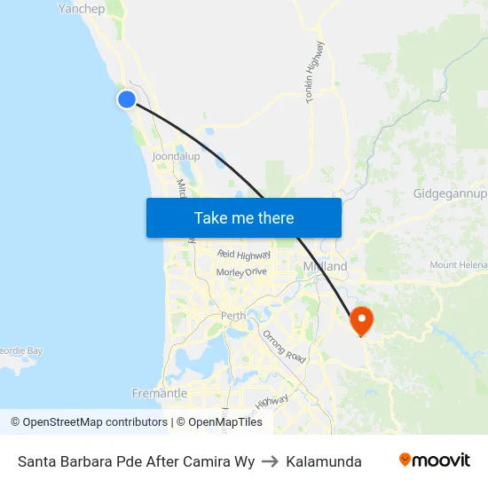 Santa Barbara Pde After Camira Wy to Kalamunda map