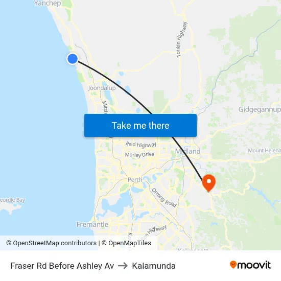 Fraser Rd Before Ashley Av to Kalamunda map