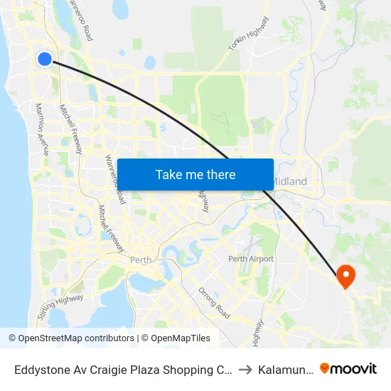 Eddystone Av Craigie Plaza Shopping Centre to Kalamunda map
