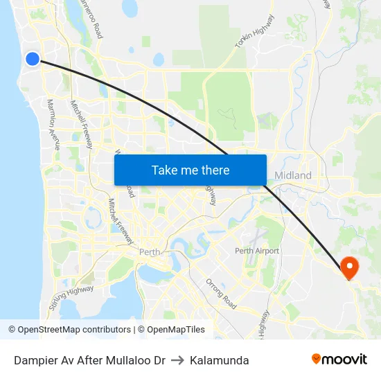 Dampier Av After Mullaloo Dr to Kalamunda map