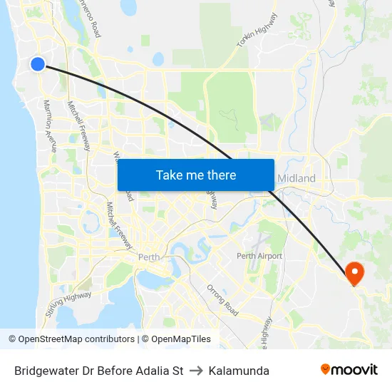 Bridgewater Dr Before Adalia St to Kalamunda map
