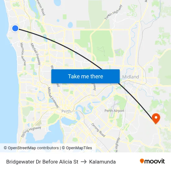 Bridgewater Dr Before Alicia St to Kalamunda map