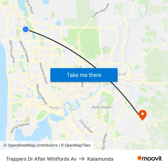 Trappers Dr After Whitfords Av to Kalamunda map