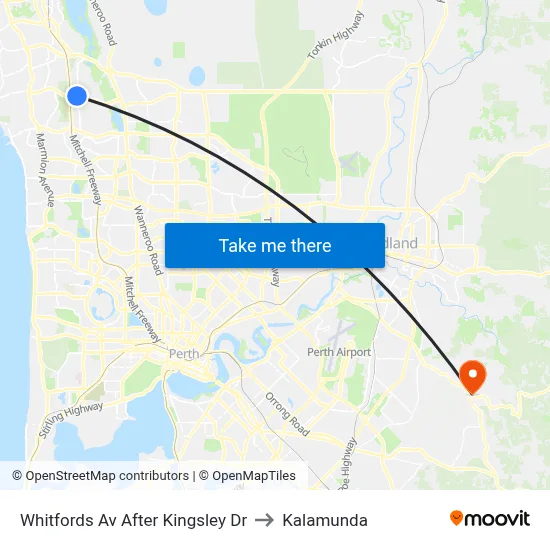 Whitfords Av After Kingsley Dr to Kalamunda map
