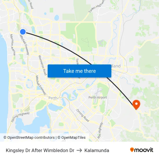 Kingsley Dr After Wimbledon Dr to Kalamunda map