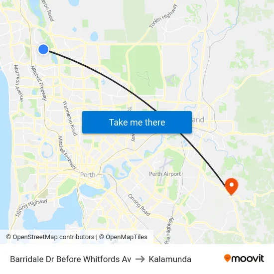 Barridale Dr Before Whitfords Av to Kalamunda map