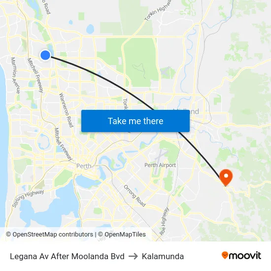 Legana Av After Moolanda Bvd to Kalamunda map