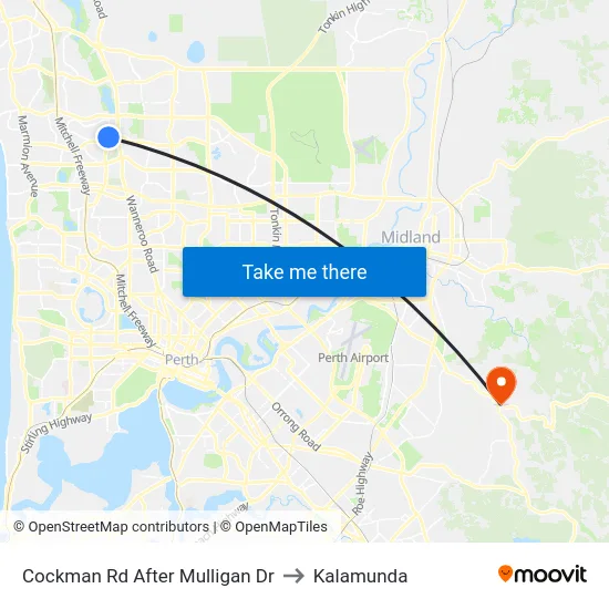 Cockman Rd After Mulligan Dr to Kalamunda map