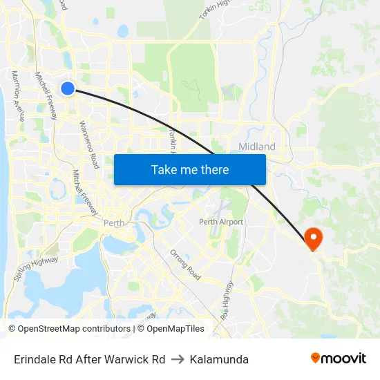 Erindale Rd After Warwick Rd to Kalamunda map