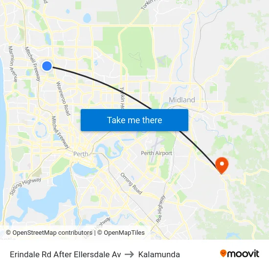 Erindale Rd After Ellersdale Av to Kalamunda map