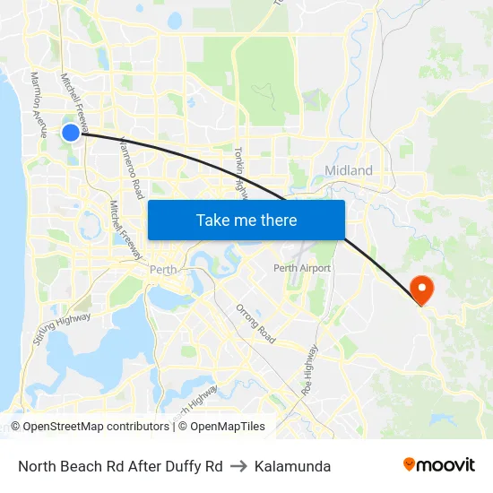 North Beach Rd After Duffy Rd to Kalamunda map