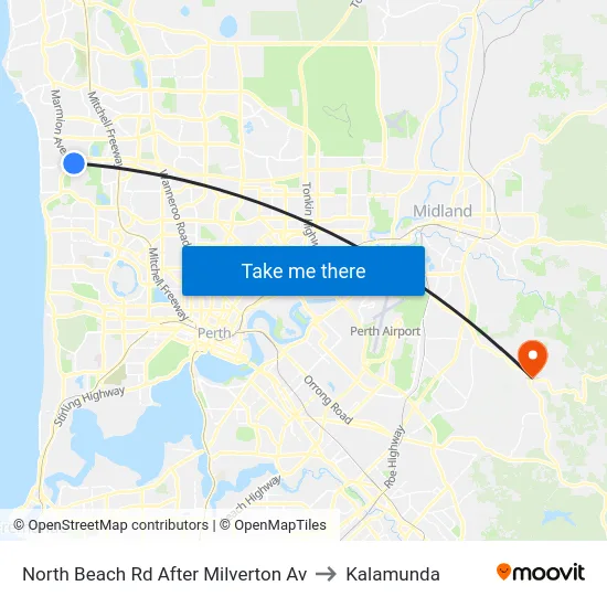 North Beach Rd After Milverton Av to Kalamunda map