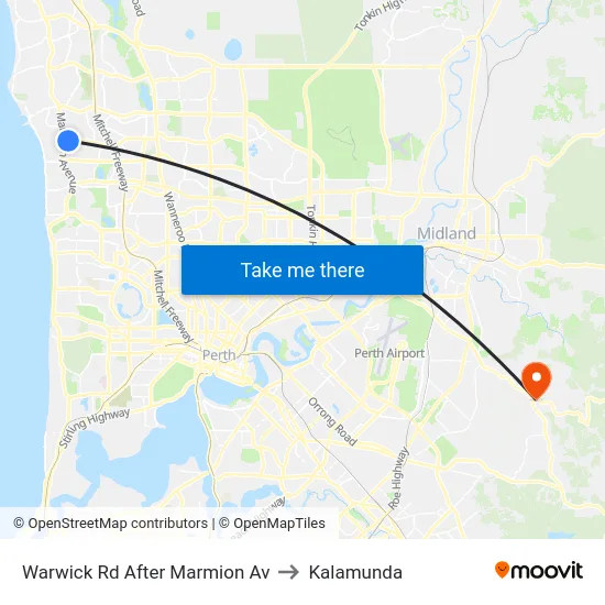 Warwick Rd After Marmion Av to Kalamunda map