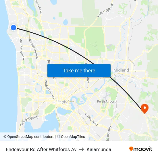 Endeavour Rd After Whitfords Av to Kalamunda map