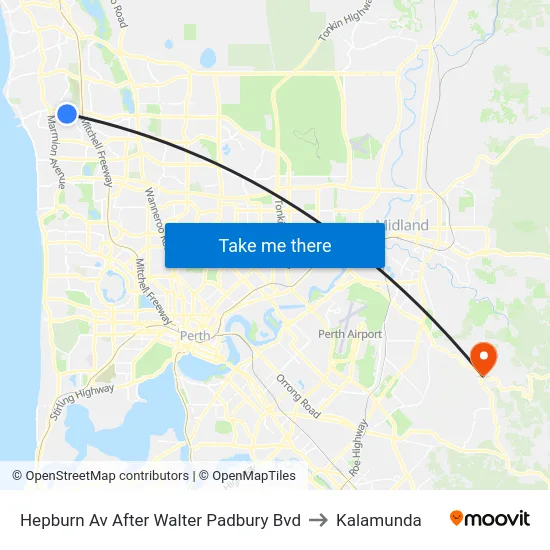 Hepburn Av After Walter Padbury Bvd to Kalamunda map