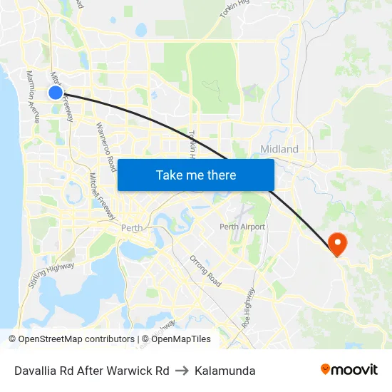 Davallia Rd After Warwick Rd to Kalamunda map