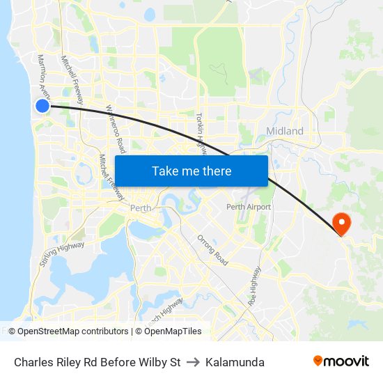 Charles Riley Rd Before Wilby St to Kalamunda map