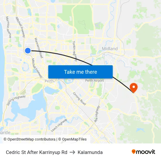 Cedric St After Karrinyup Rd to Kalamunda map