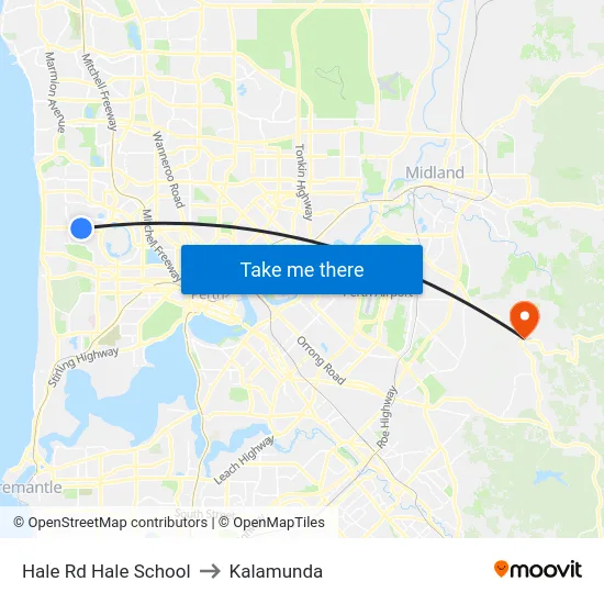 Hale Rd Hale School to Kalamunda map
