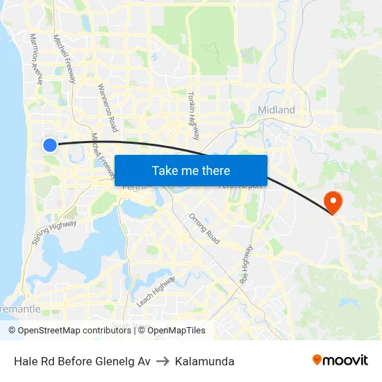 Hale Rd Before Glenelg Av to Kalamunda map