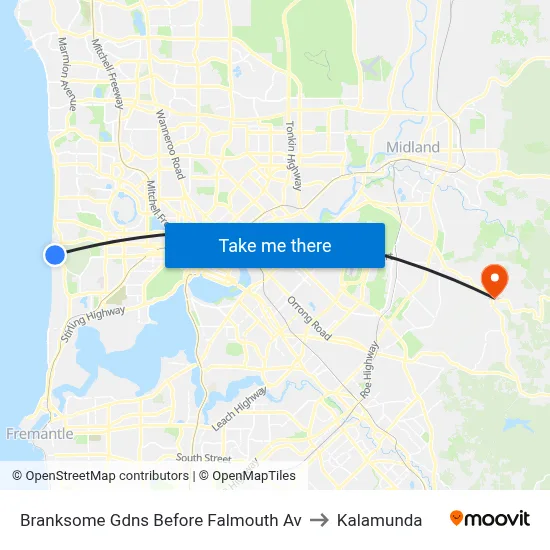 Branksome Gdns Before Falmouth Av to Kalamunda map