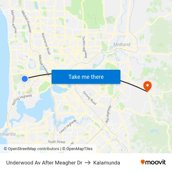 Underwood Av After Meagher Dr to Kalamunda map