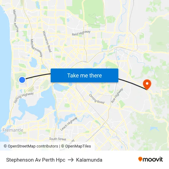 Stephenson Av Perth Hpc to Kalamunda map