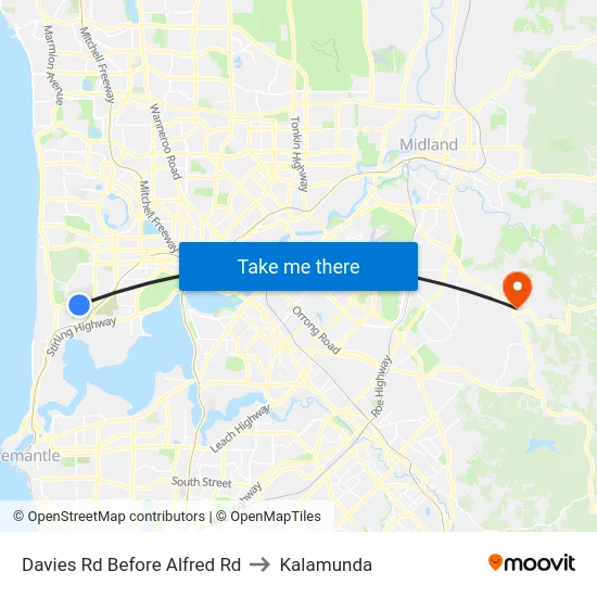 Davies Rd Before Alfred Rd to Kalamunda map
