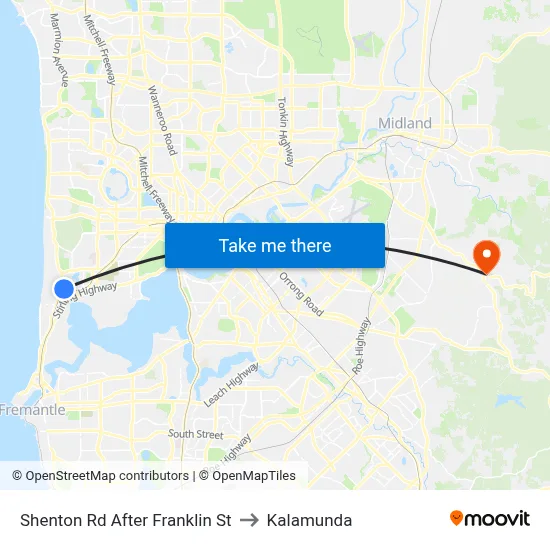 Shenton Rd After Franklin St to Kalamunda map