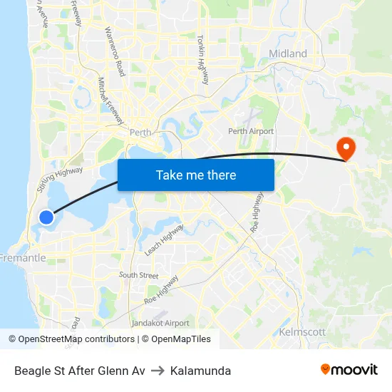 Beagle St After Glenn Av to Kalamunda map