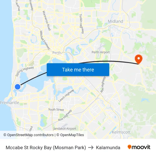 Mccabe St Rocky Bay (Mosman Park) to Kalamunda map