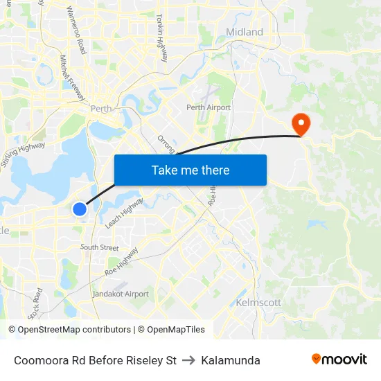 Coomoora Rd Before Riseley St to Kalamunda map